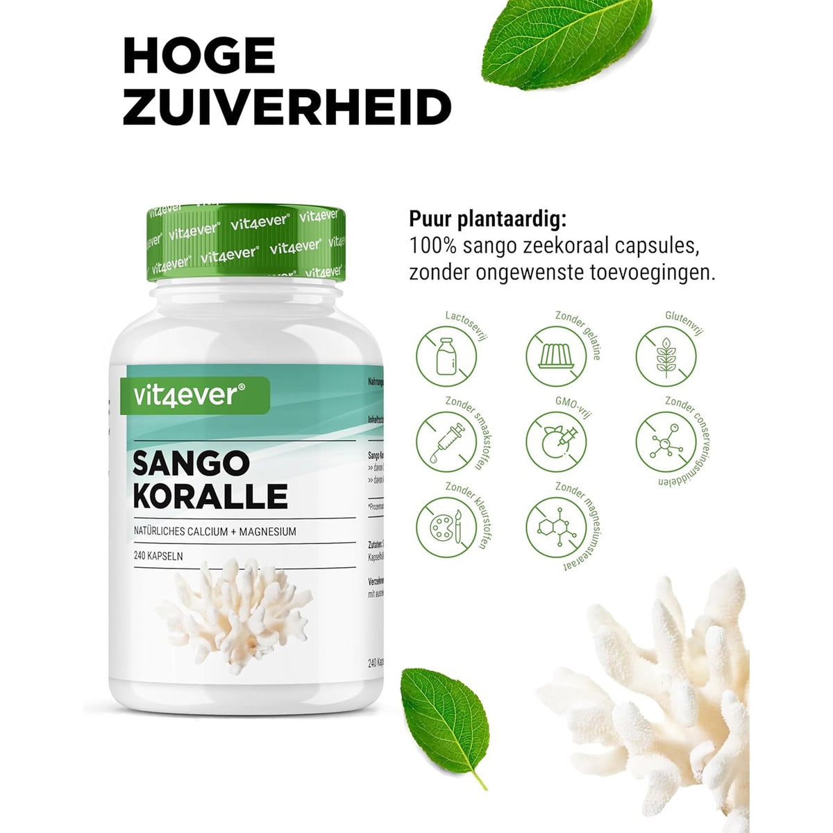Sango Meereskoralle | Calcium & Magnesium | 240 Kapseln | Vit4ever