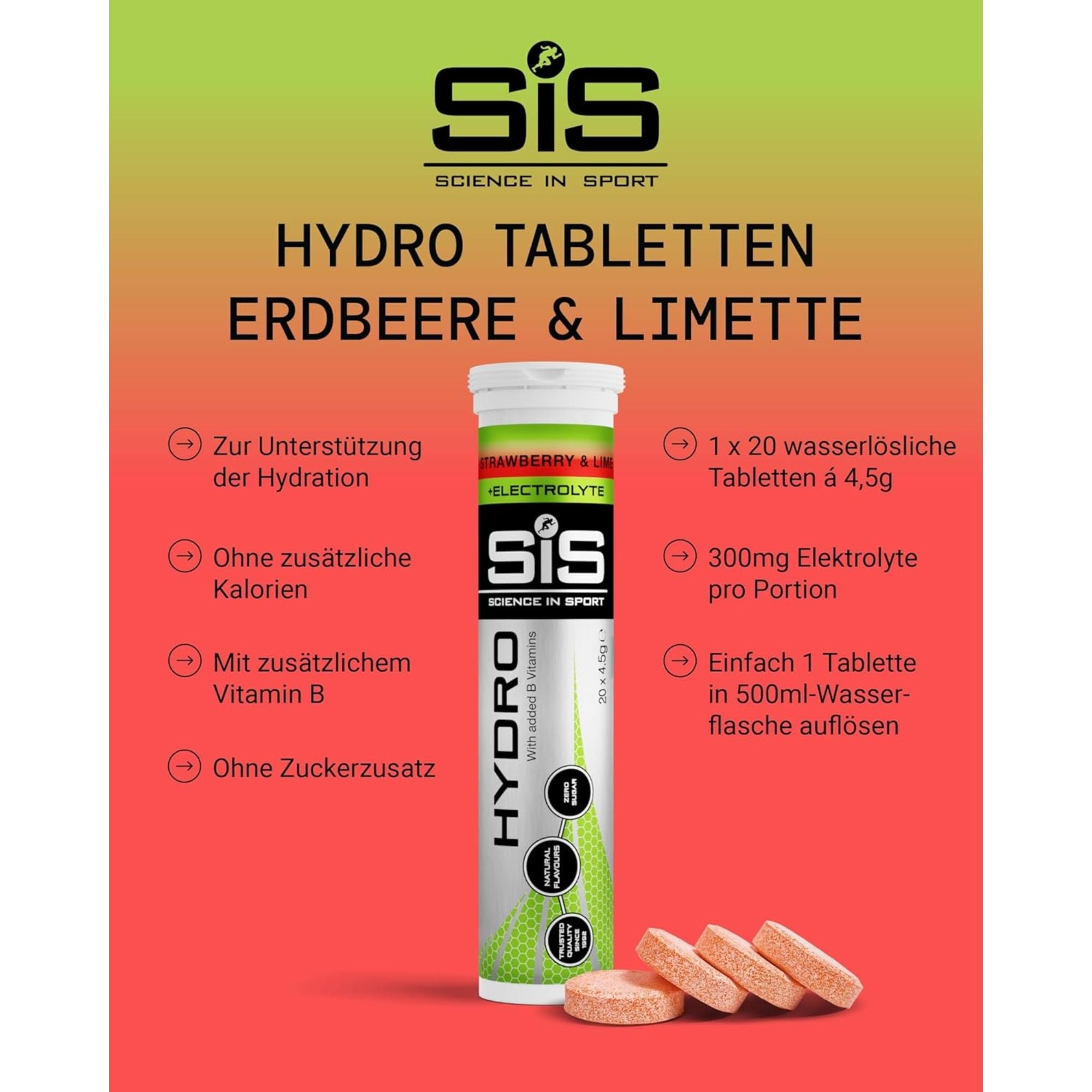 SiS Hydro Tablets | Elektrolyte | Strawberry & Lime