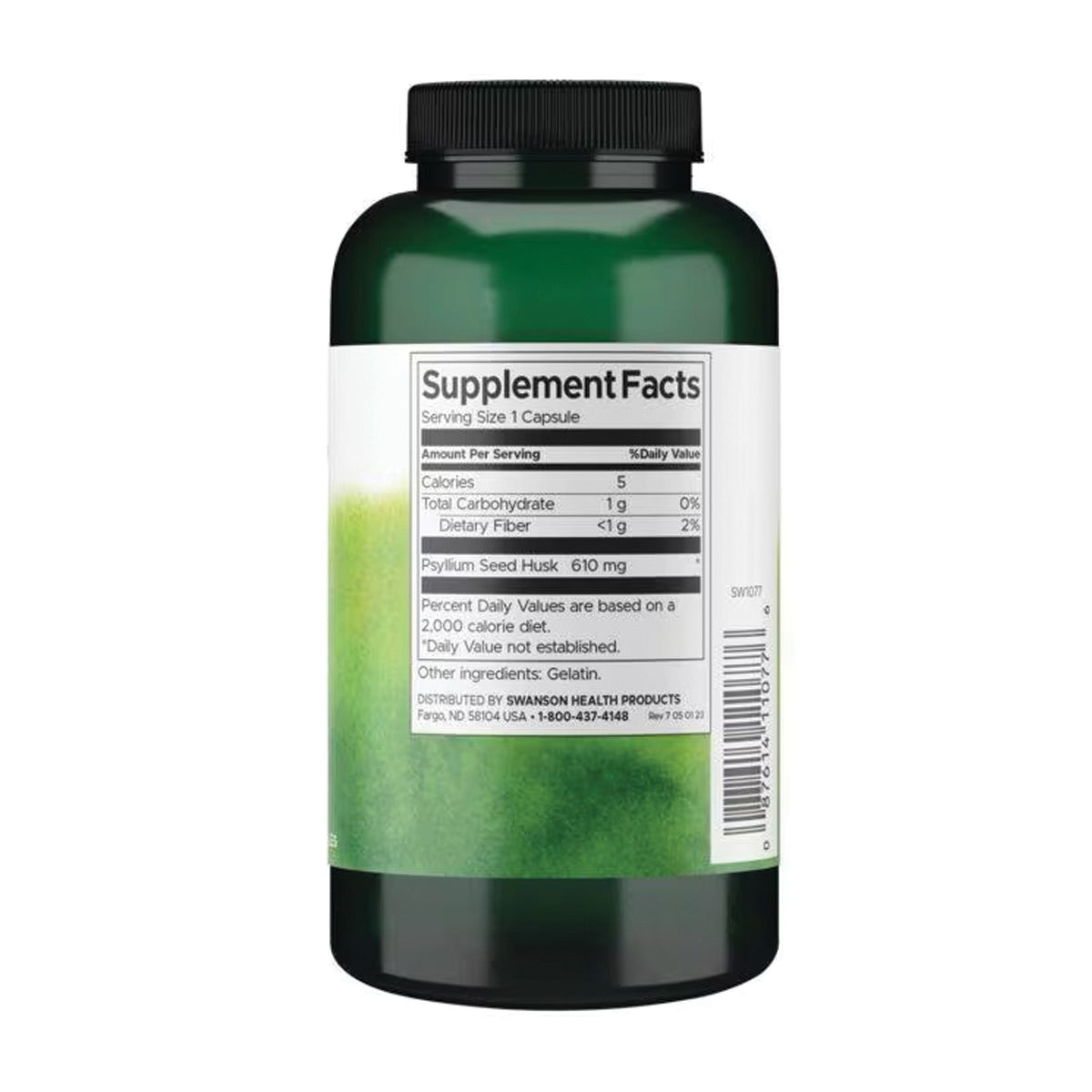 Swanson Flohsamenschalen (Psyllium Husk) 610 mg – Produktverpackung Vorderseite