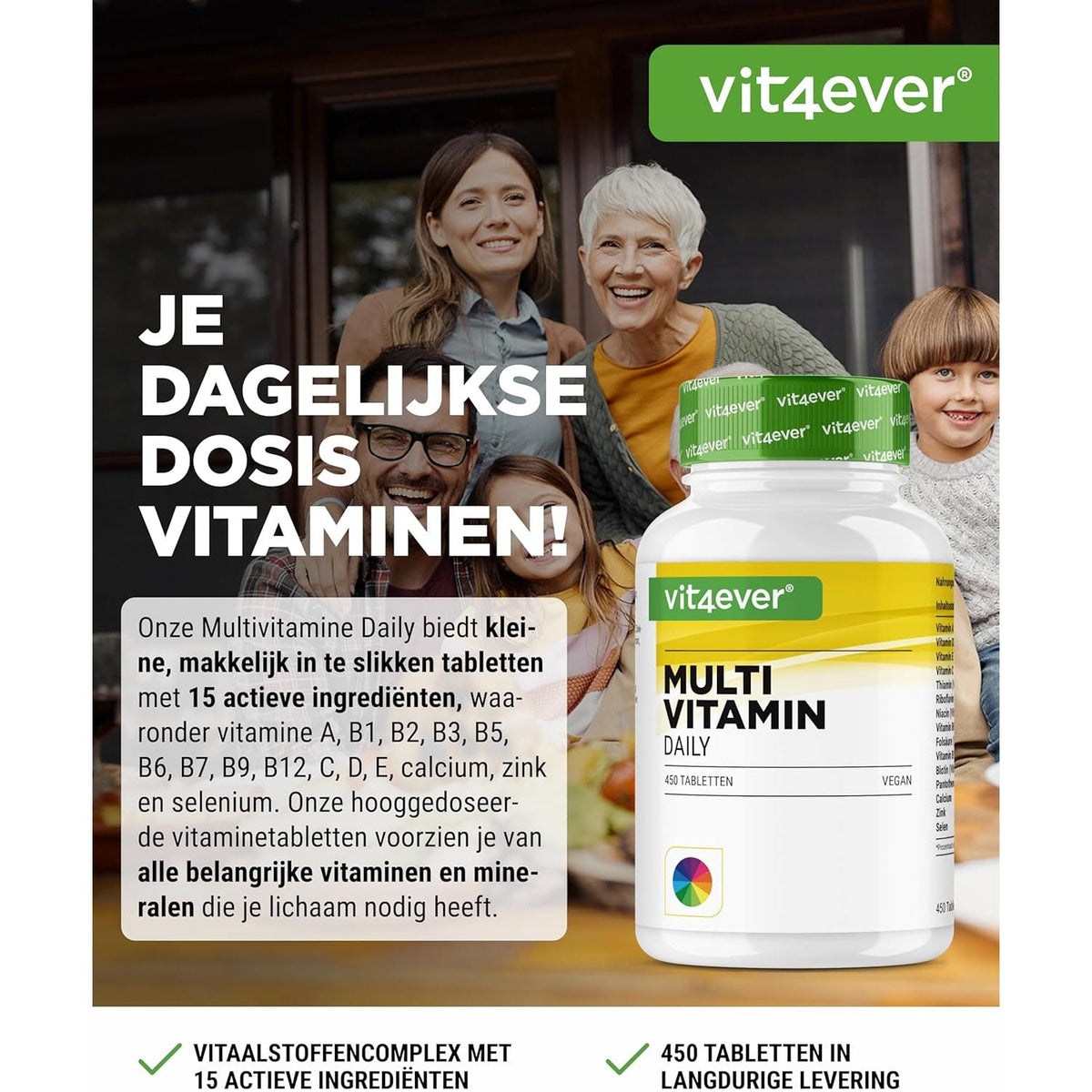Multivitamin DAILY | 450 Tabletten | Vit4ever