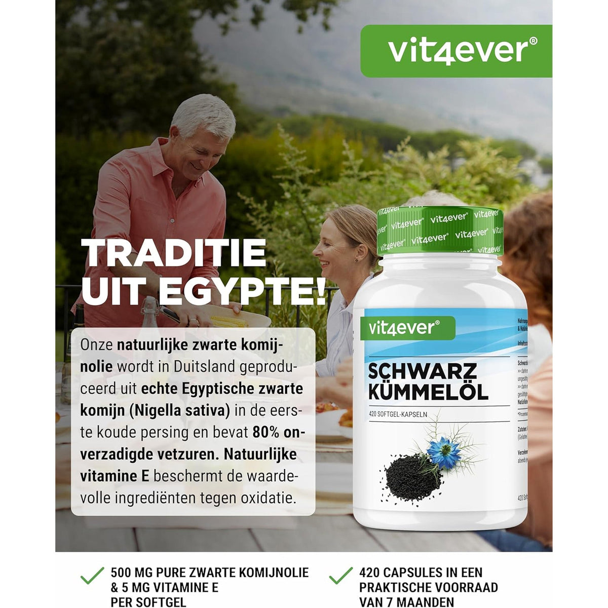 Schwarzkümmelöl 1000 mg | 420 Softgels | Vit4ever