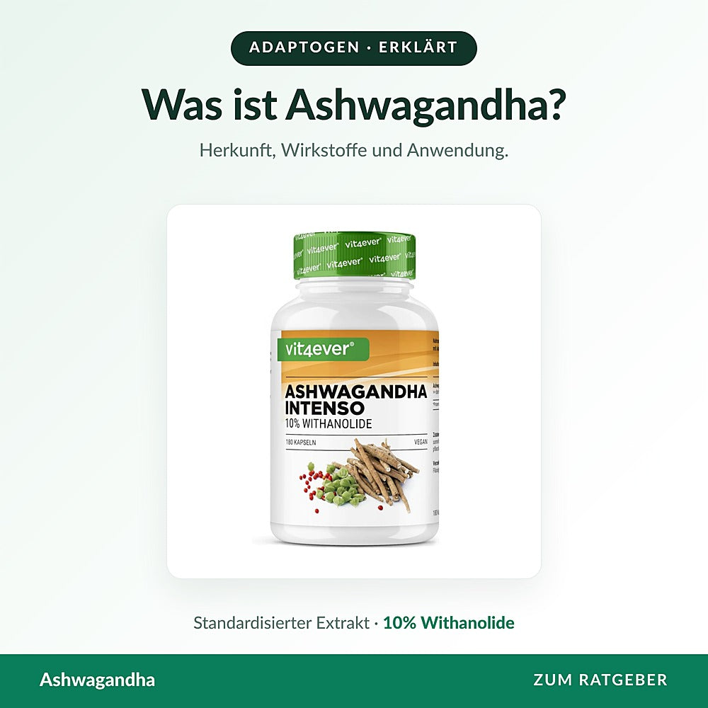 Ashwagandha-Extrakt von Vit4ever mit 10% Withanoliden, standardisierter Wurzelextrakt
