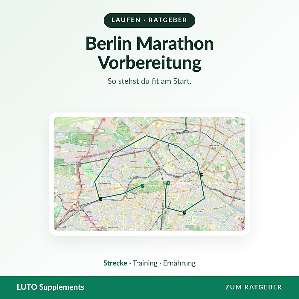 Berlin-Marathon Vorbereitung: Streckenkarte mit Ziel am Brandenburger Tor