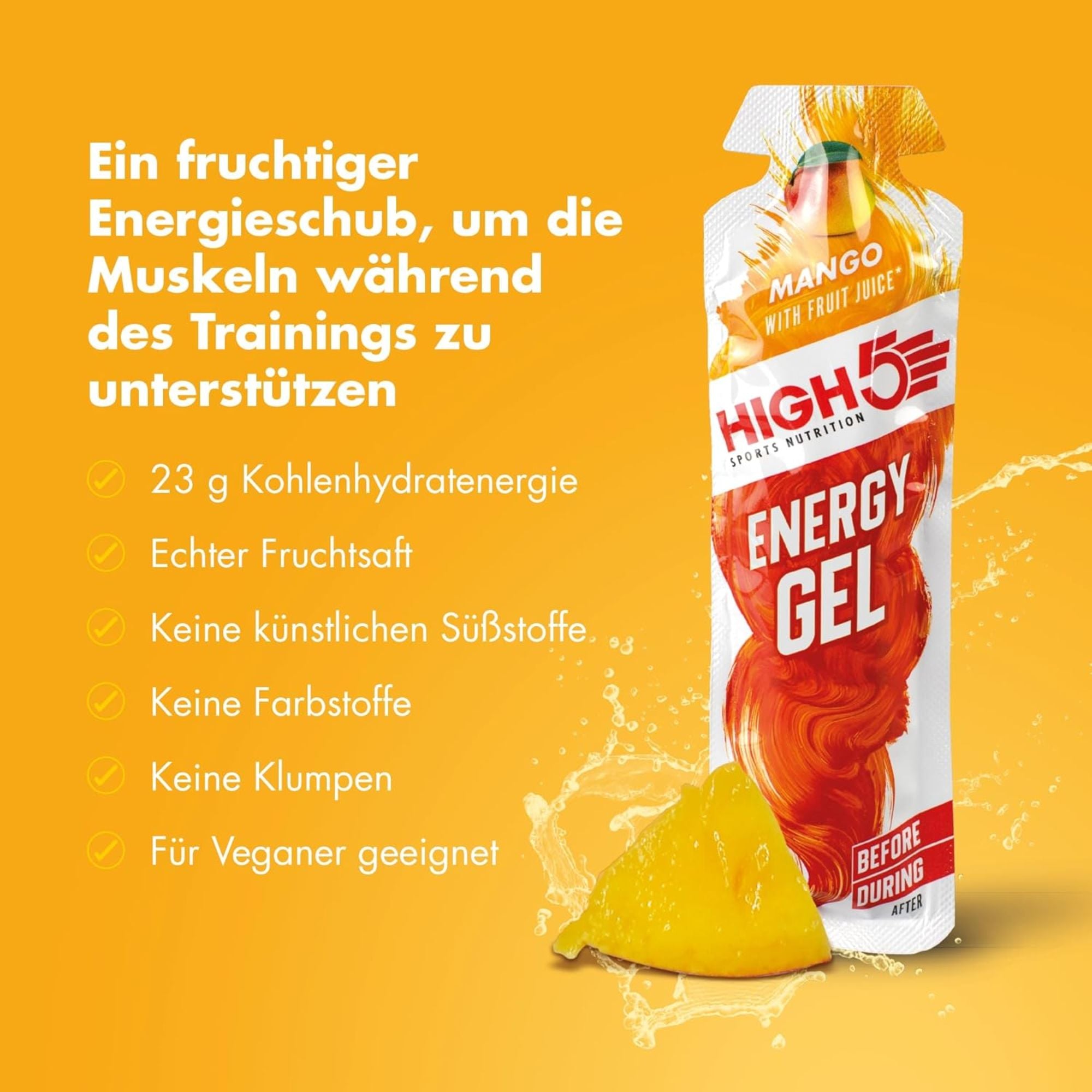 HIGH5 Energy Gel Mango | 20 x 40 g | 23 g Kohlenhydrate pro Gel