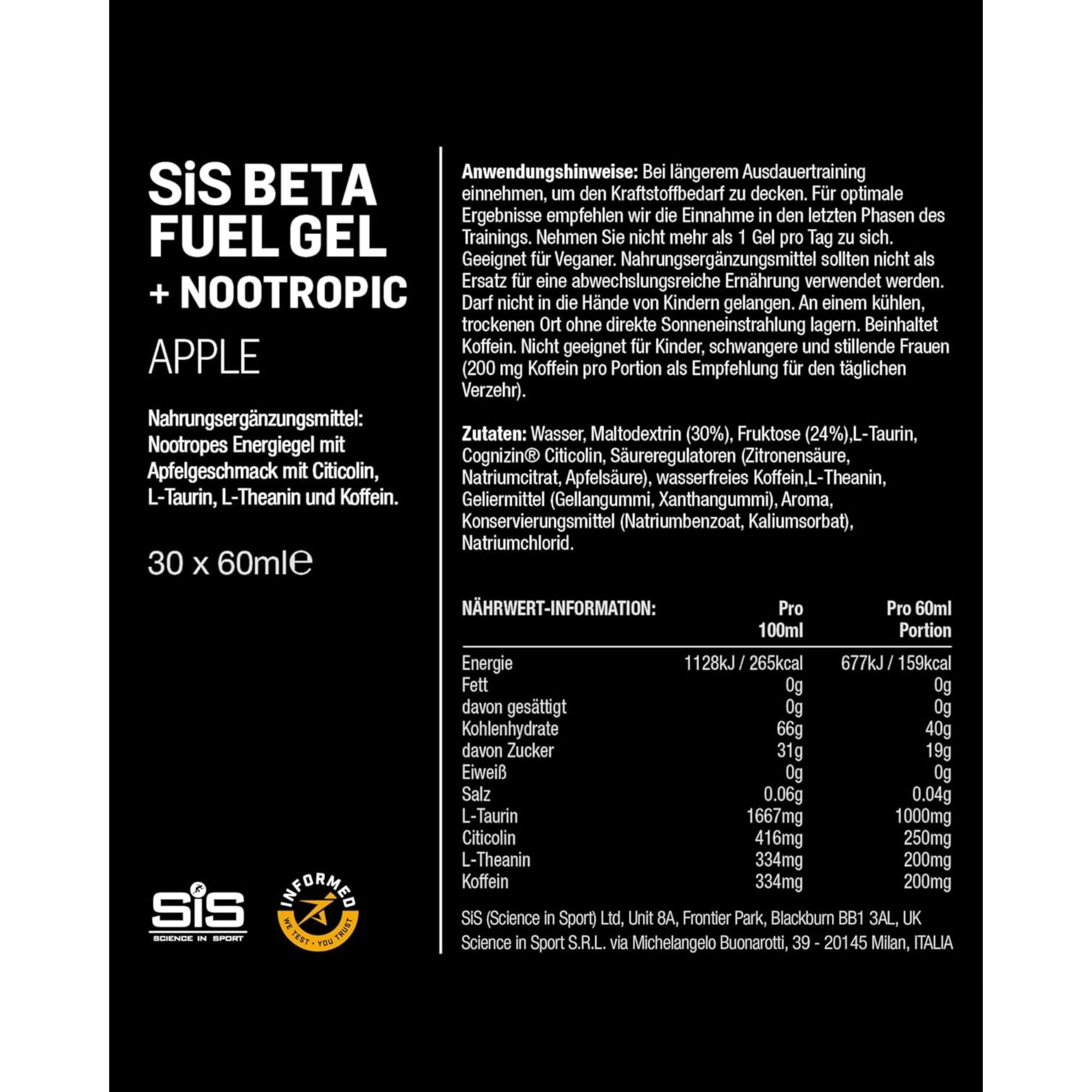 SiS Beta Fuel Gels + Nootropics | Apple
