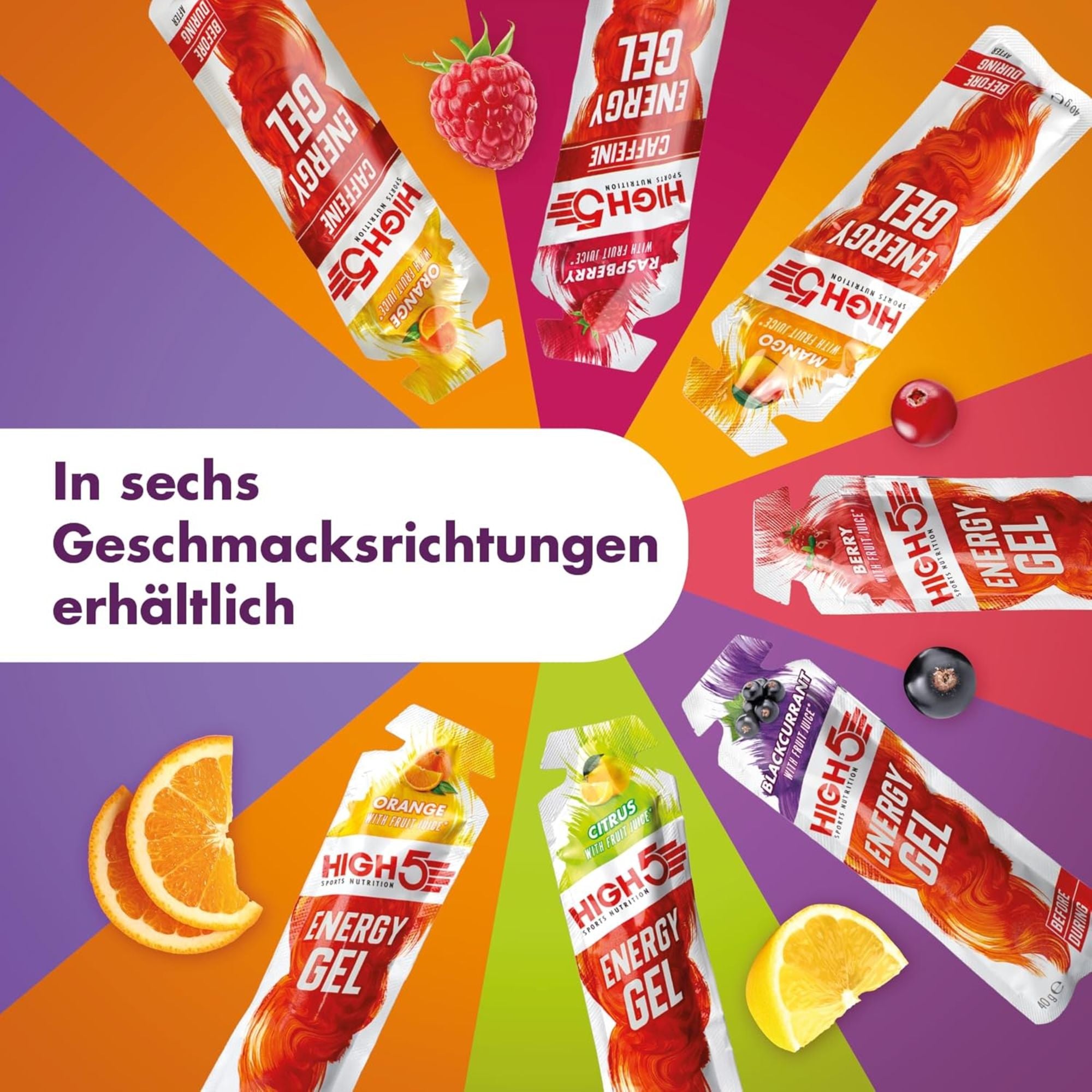 HIGH5 Energy Gel Schwarze Johannisbeere | 20 x 40 g | 23 g Kohlenhydrate pro Gel