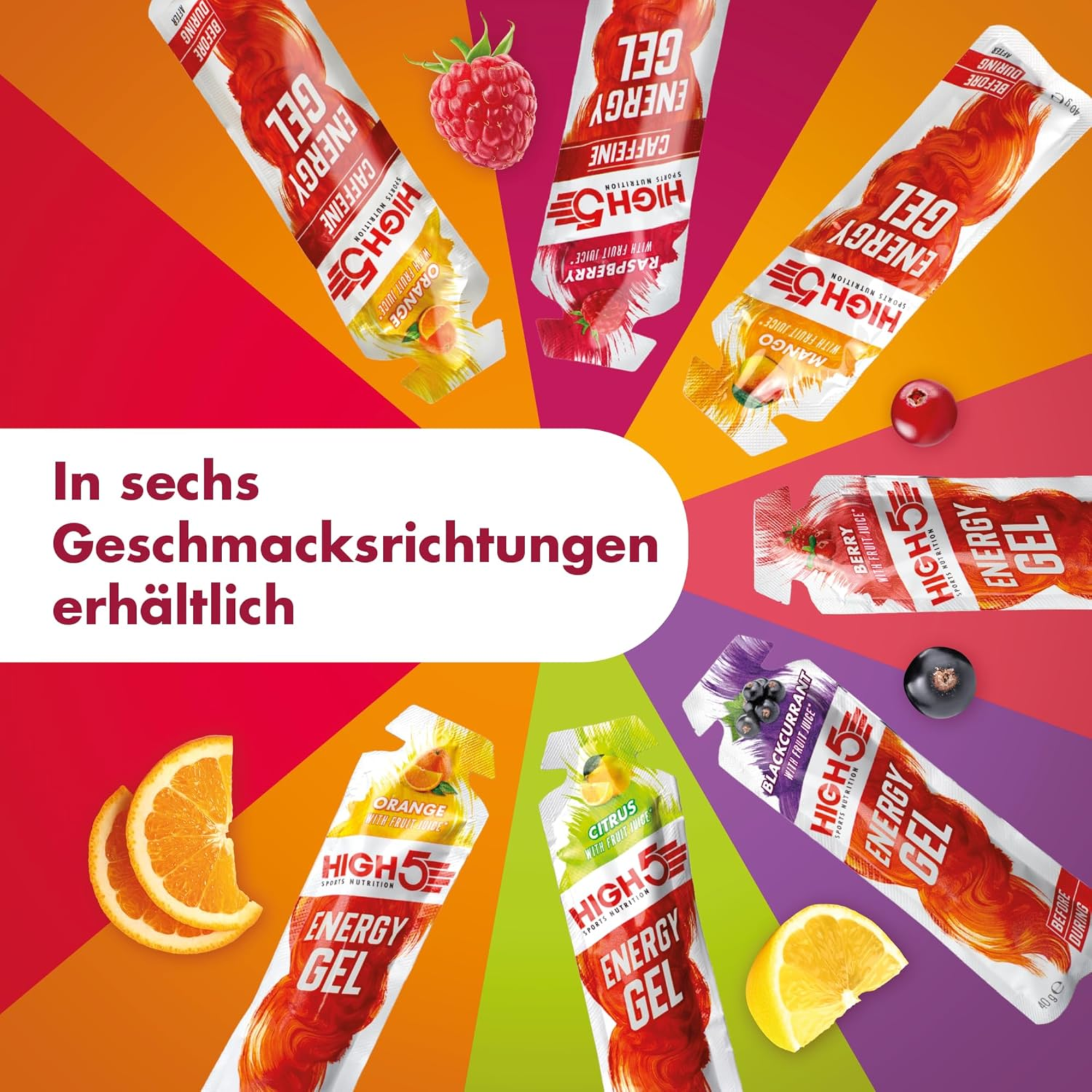 HIGH5 Energy Gel Beere | 20 x 40 g | 23 g Kohlenhydrate pro Gel