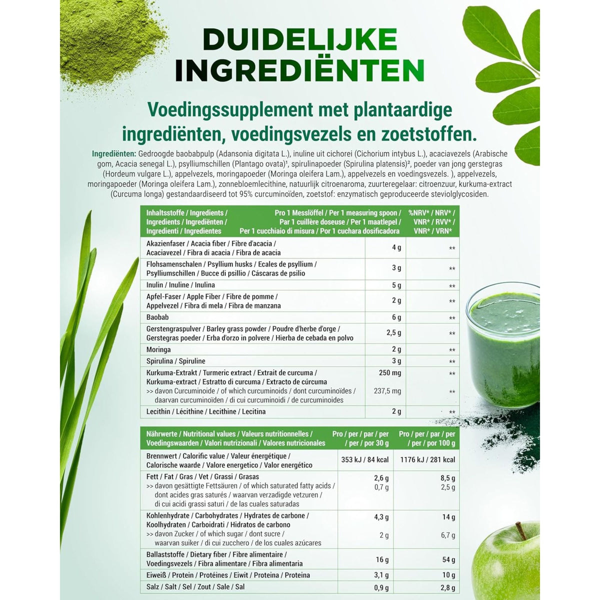 Daily Greens & Fibers Zitrone | 600 g | Vit4ever