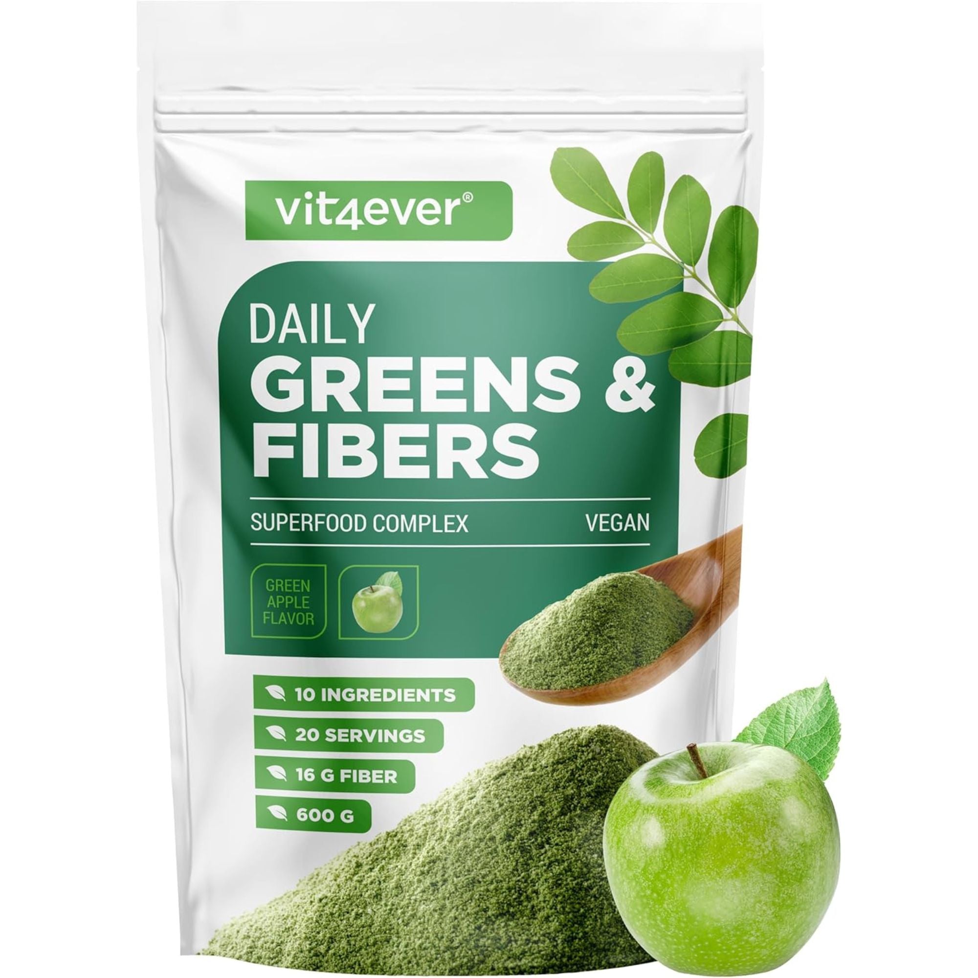 Vit4ever Daily Greens & Fibers Grüner Apfel - 600 g