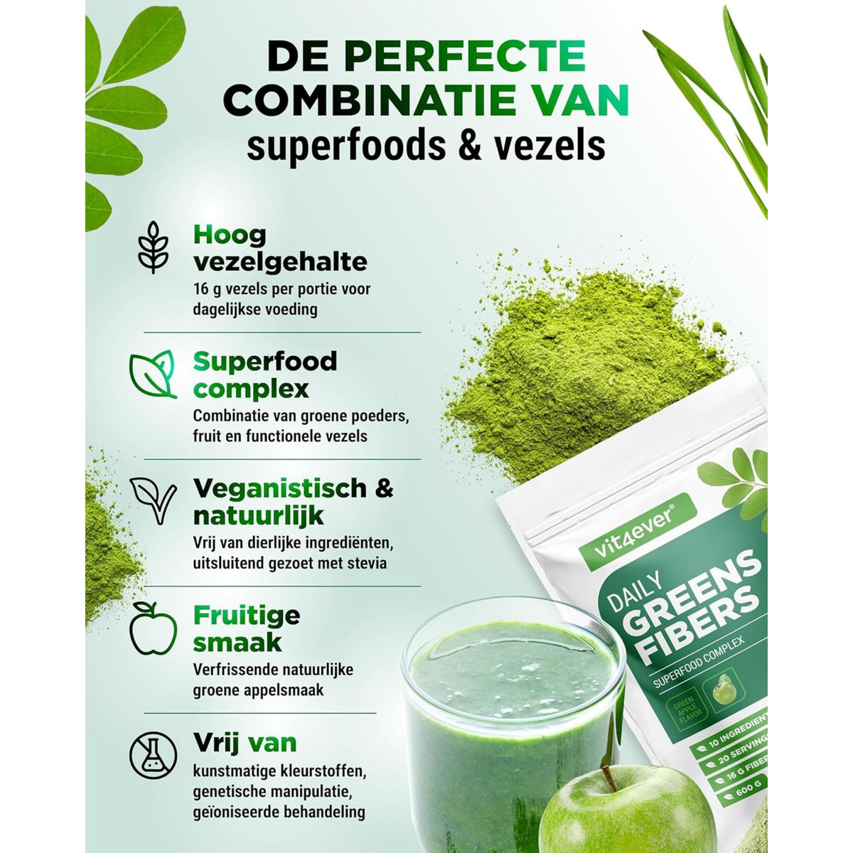 Daily Greens & Fibers Grüner Apfel | 600 g | Vit4ever
