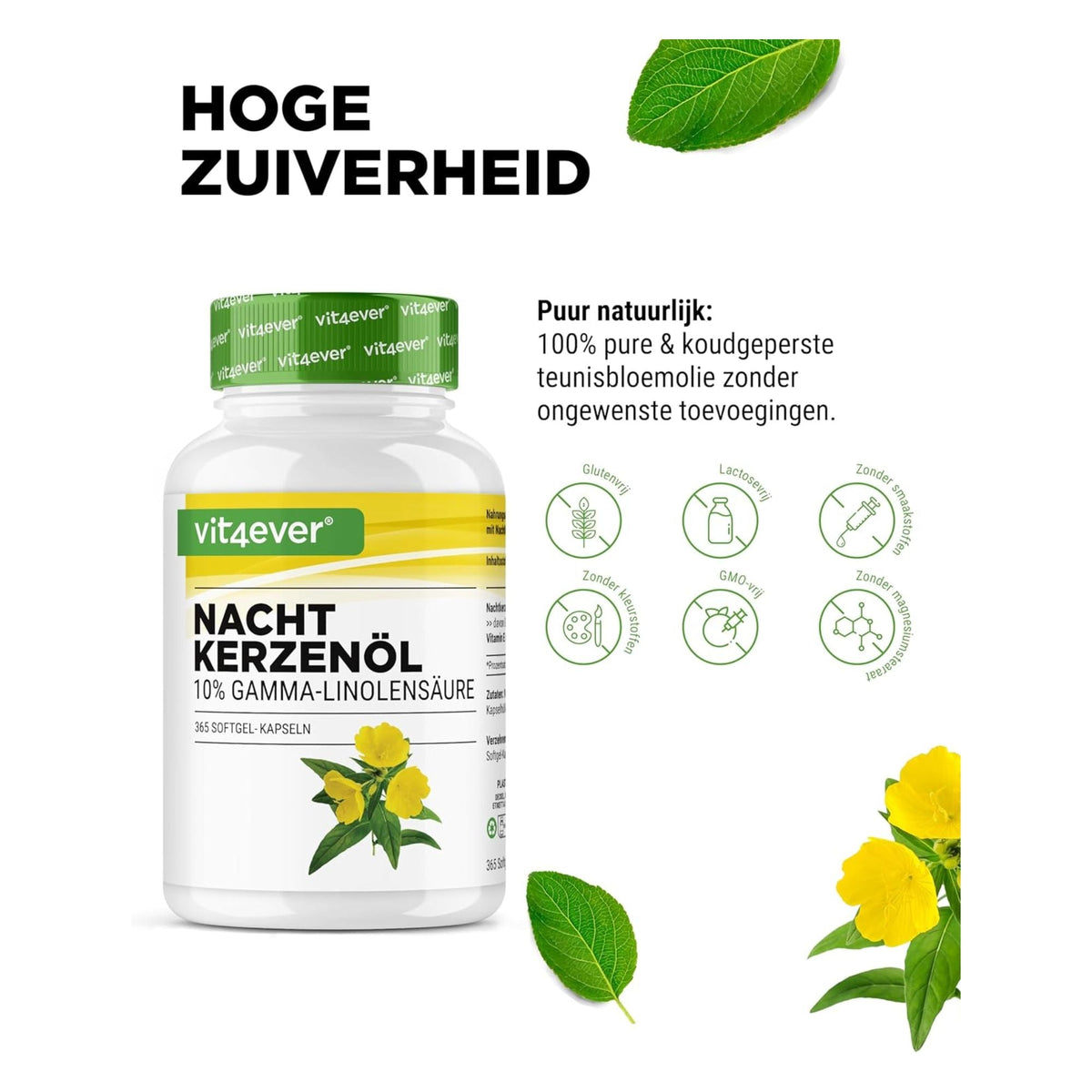 Nachtkerzenöl 2000mg | 180 & 365 Softgels | Vit4ever