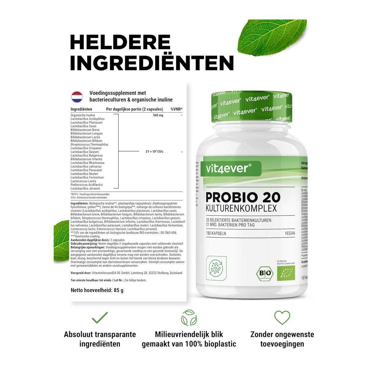 Probio 20 Bakterienkomplex 21 Milliarden KBE | 180 Kapseln | Vit4ever