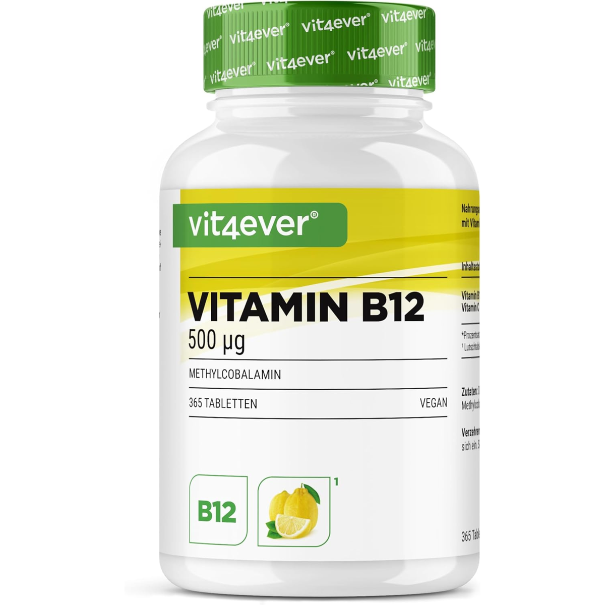 Vit4ever Vitamin B12 500 µg Zitrone - 365 Lutschtabletten