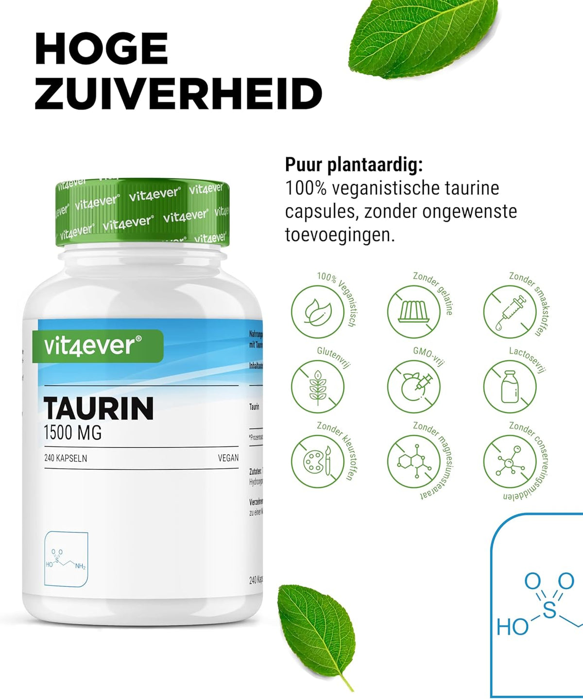 Taurin 1500mg | 240 Kapseln | Vit4ever