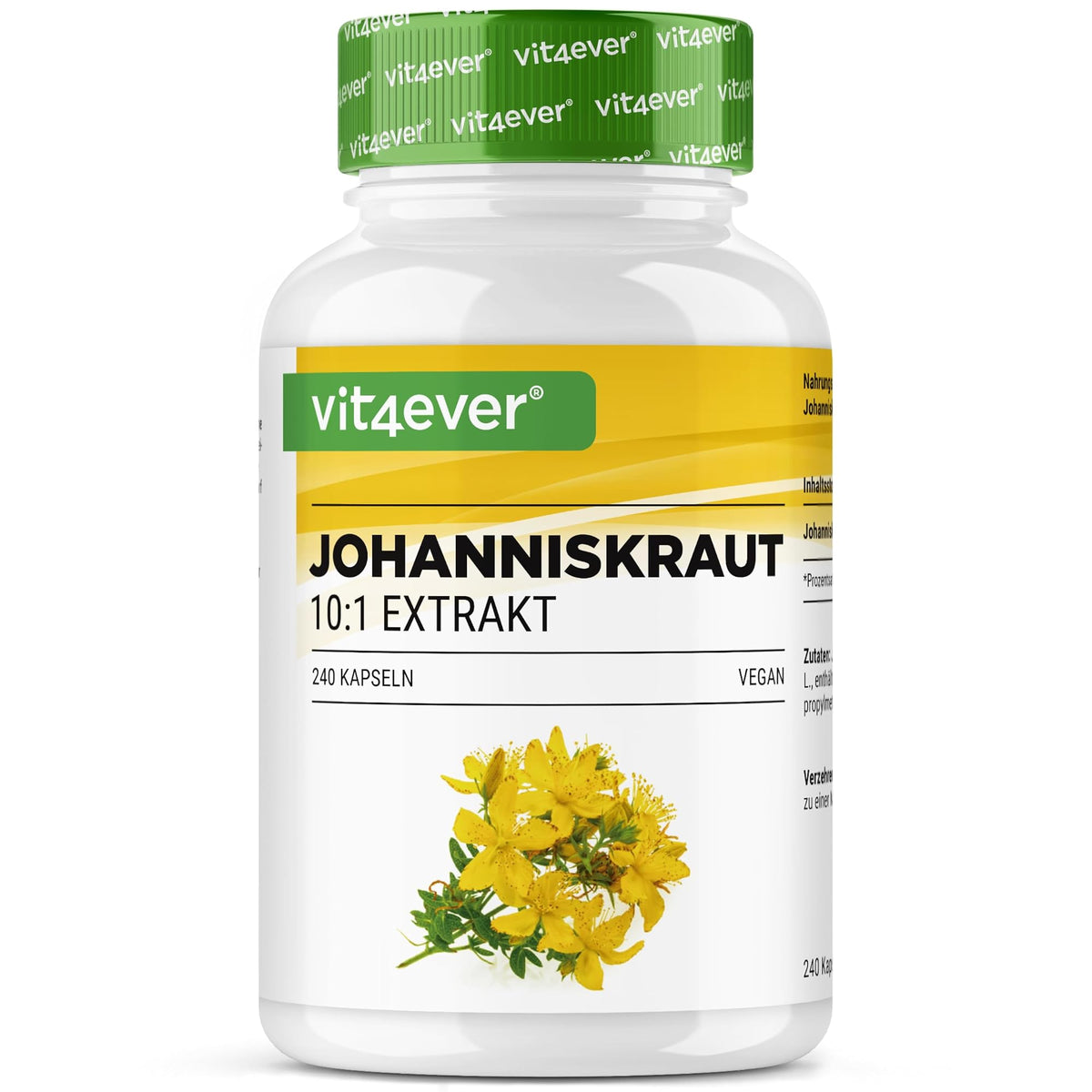 Vit4ever Johanniskraut-Extrakt 500mg 240 Kapseln – Produktverpackung Vorderseite