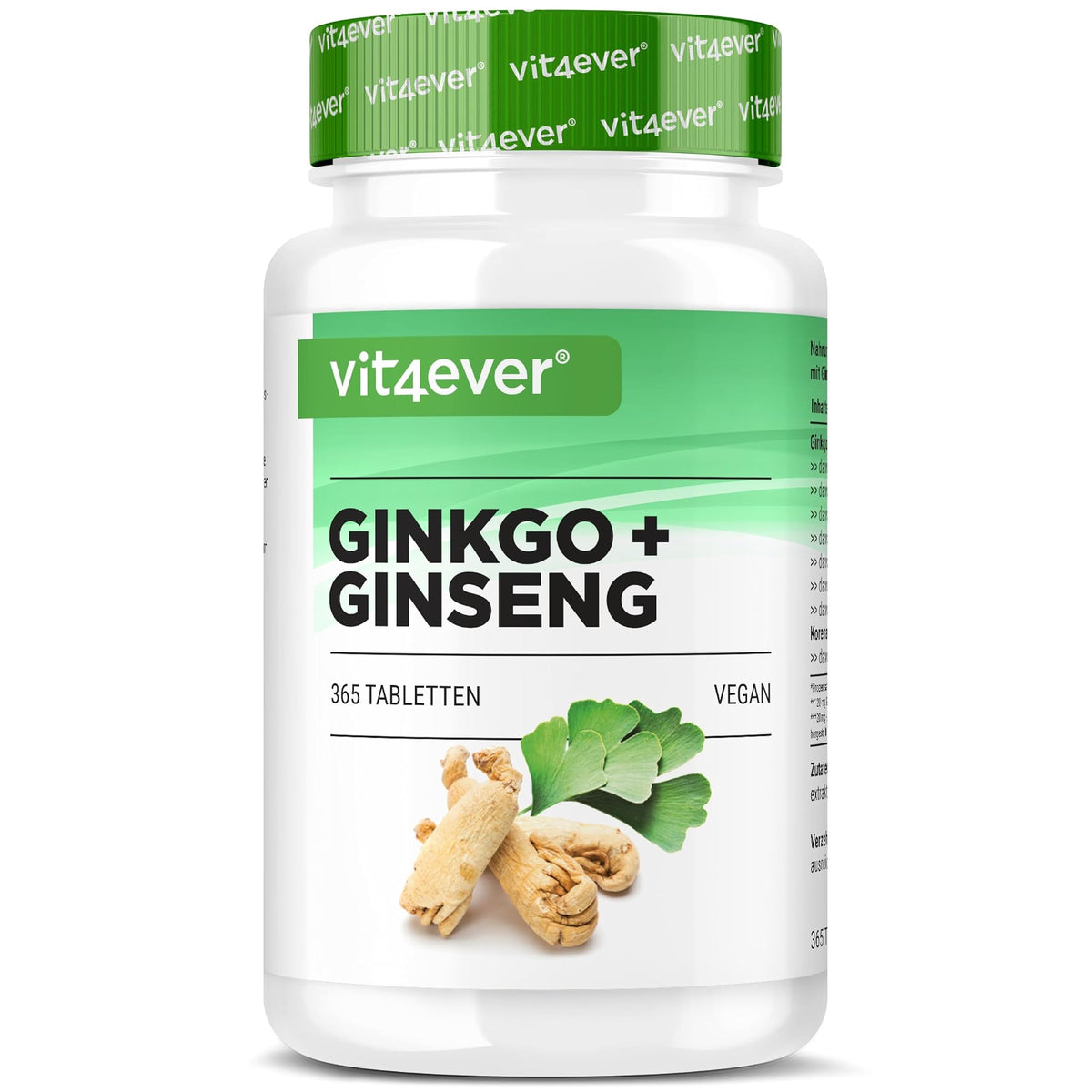 Vit4ever Ginkgo + Ginseng 50:1 Extrakt 365 Tabletten – Produktverpackung Vorderseite