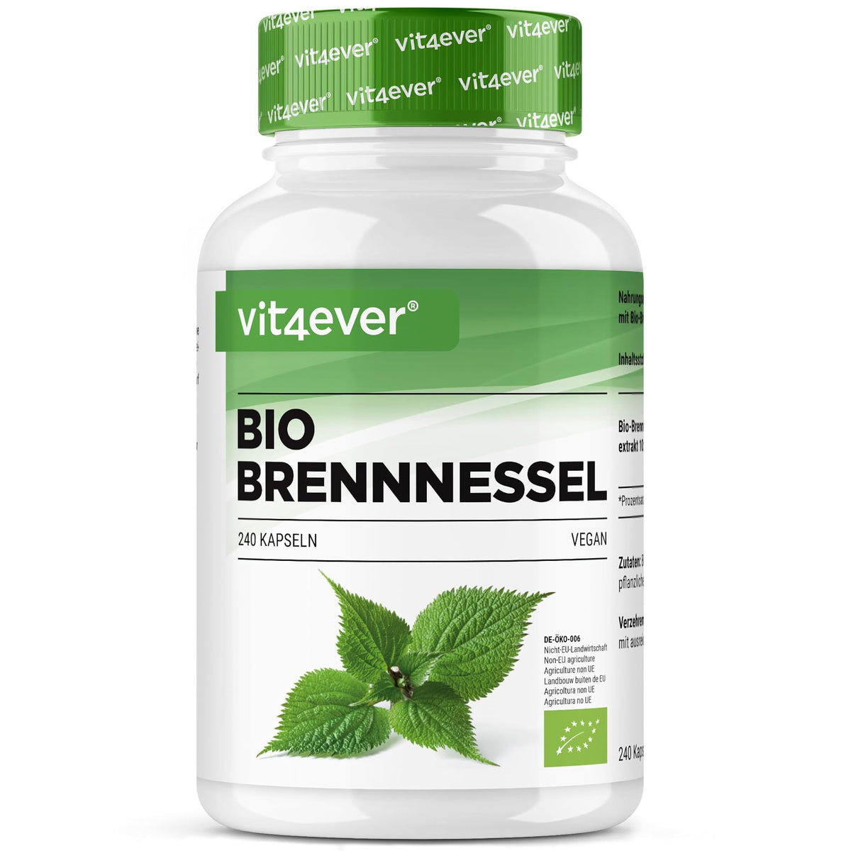 Vit4ever Bio Brennnessel-Extrakt 10:1 240 Kapseln – Produktverpackung Vorderseite