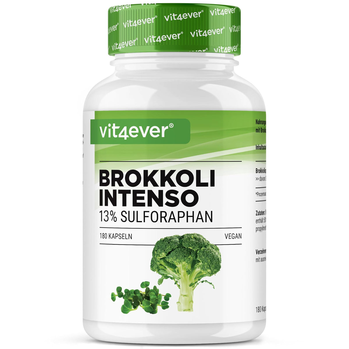 Vit4ever Brokkolisprossen-Extrakt 13% Sulforaphan 180 Kapseln – Produktverpackung Vorderseite