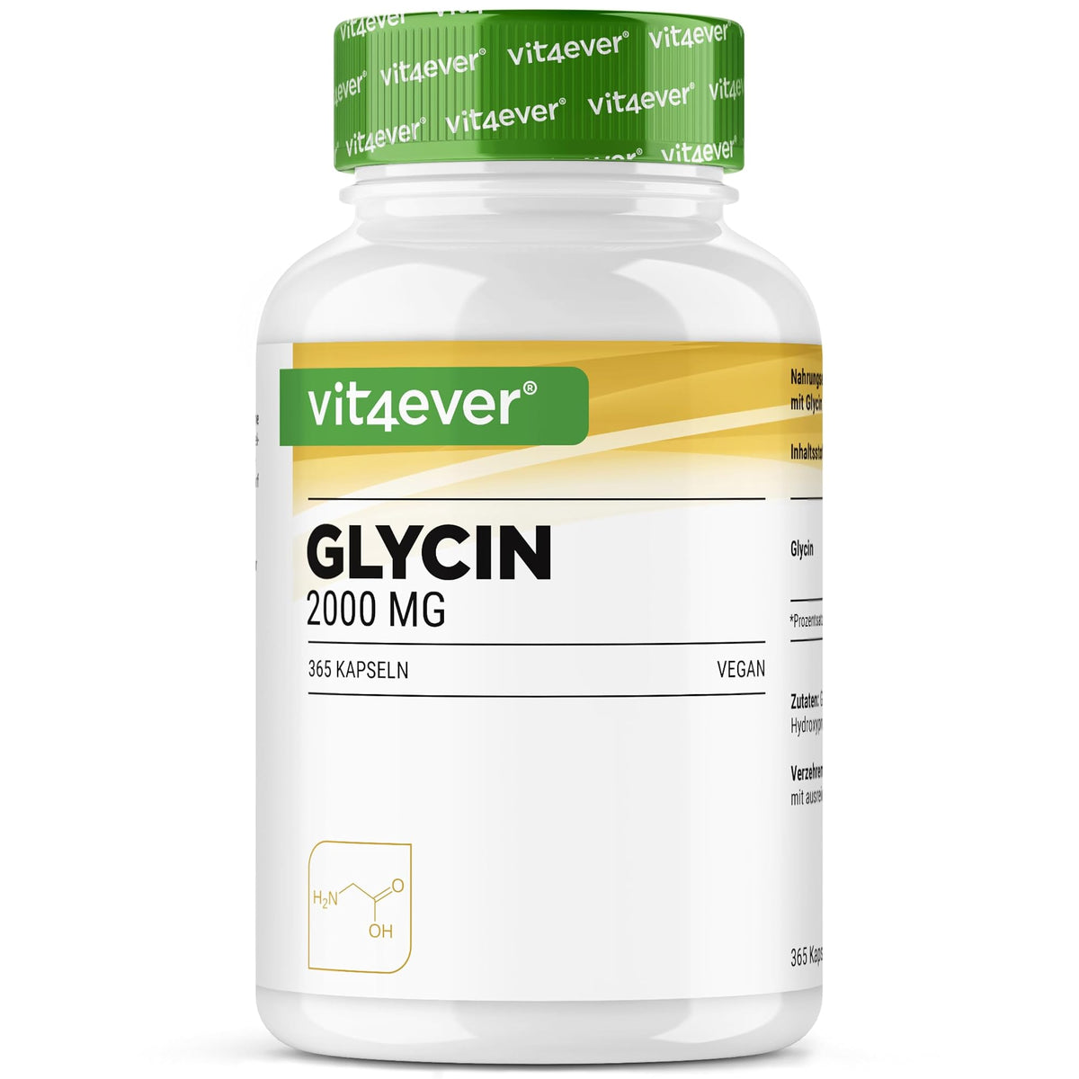Vit4ever Glycin 2000 mg 365 Kapseln – Produktverpackung Vorderseite