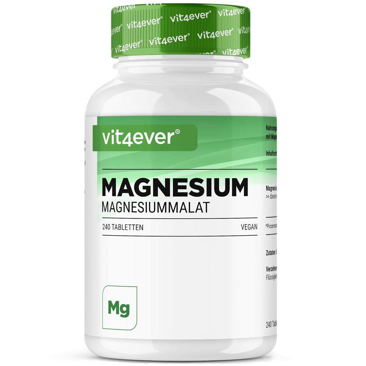 Vit4ever Magnesiummalat 240 Tabletten – Produktverpackung Vorderseite