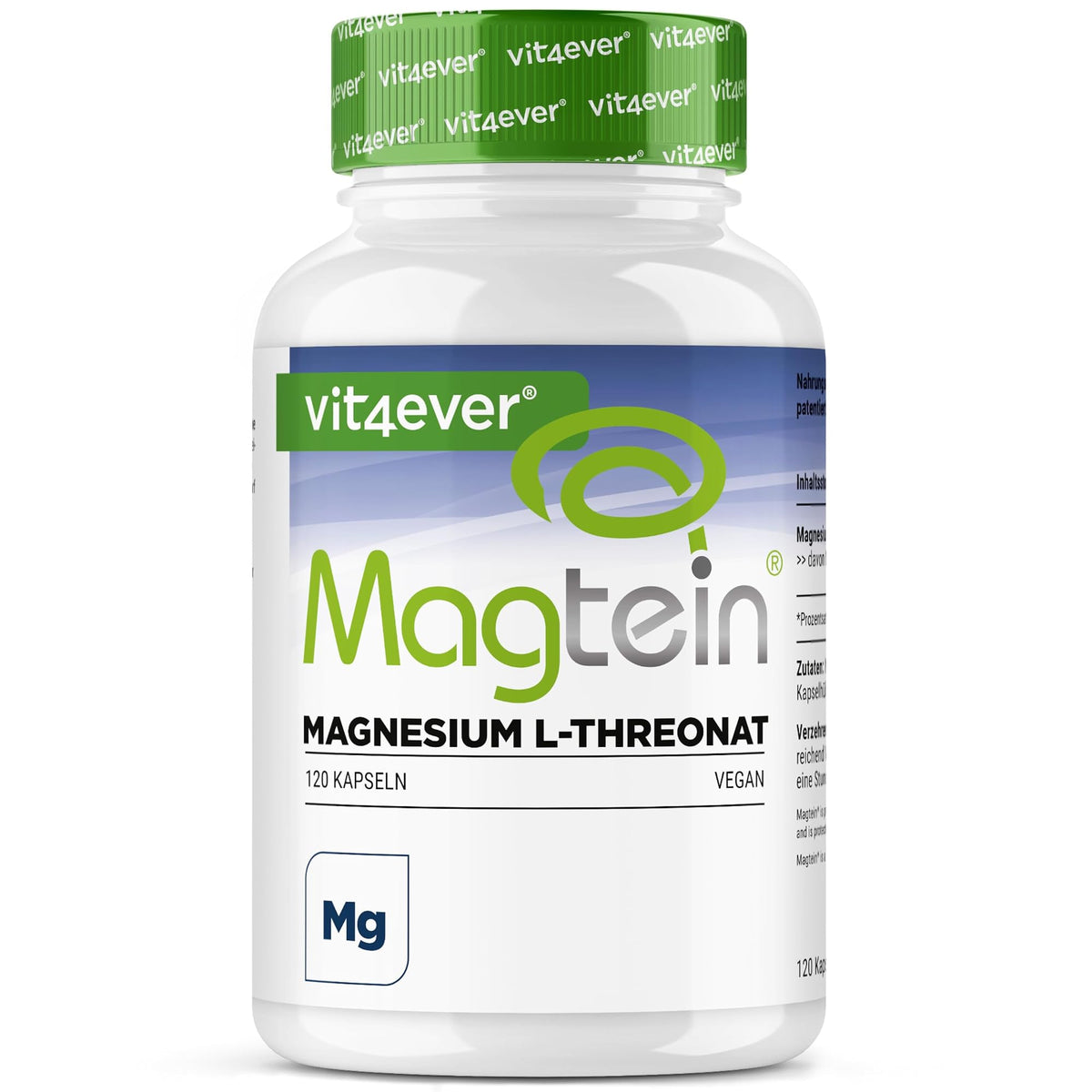 Vit4ever Magtein® Magnesium L-Threonat 120 Kapseln – Produktverpackung Vorderseite