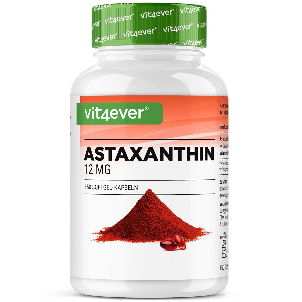 Vit4ever Astaxanthin 12mg 150 Softgels – Produktverpackung Vorderseite