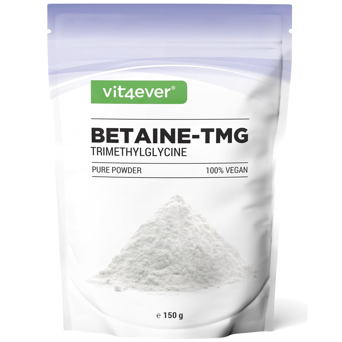 Vit4ever Betain-TMG (Trimethylglycin) Pulver 150 Gramm – Produktverpackung Vorderseite