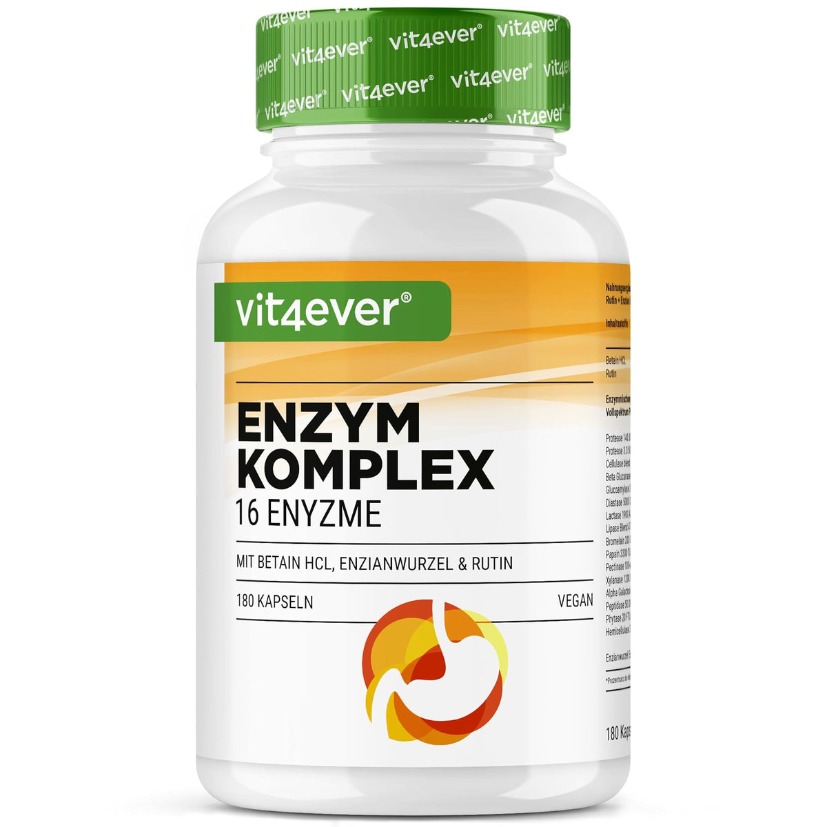 Vit4ever Enzymkomplex mit Bromelain, Papain & Rutin 180 Kapseln – Produktverpackung Vorderseite