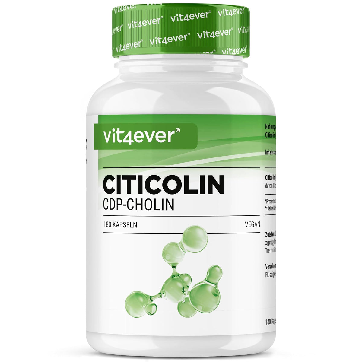 Vit4ever CDP-Cholin (Citicolin) 180 Kapseln – Produktverpackung Vorderseite