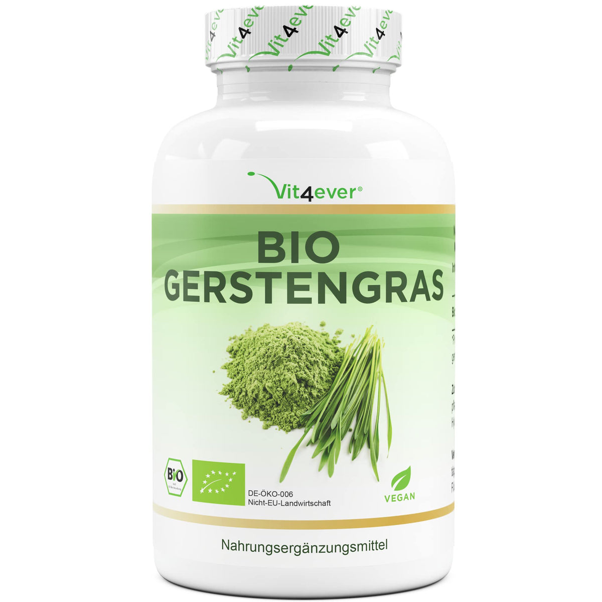 Vit4ever Bio Gerstengras 365 Kapseln – Produktverpackung Vorderseite