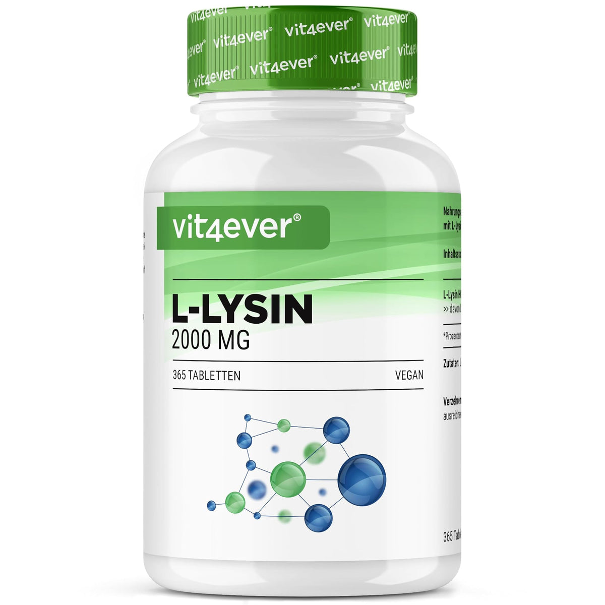 Vit4ever L-Lysin 1000mg Tabletten 160 & 365 Tabletten – Produktverpackung Vorderseite