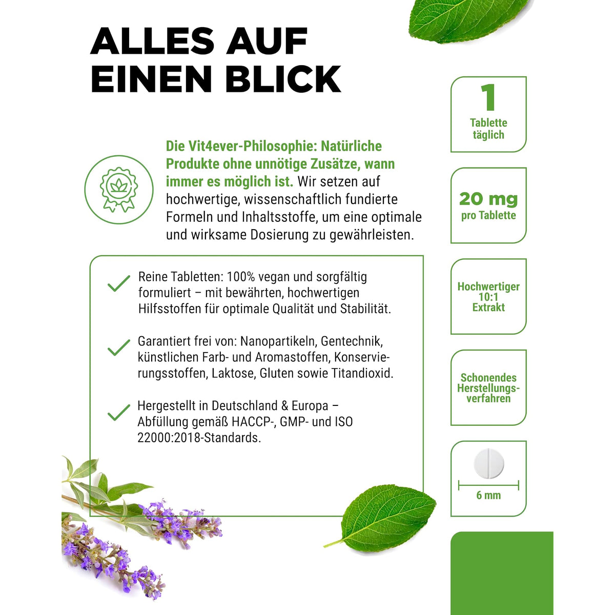 Vit4ever Mönchspfeffer Extrakt 365 Tabletten – Produkt aus der Nähe