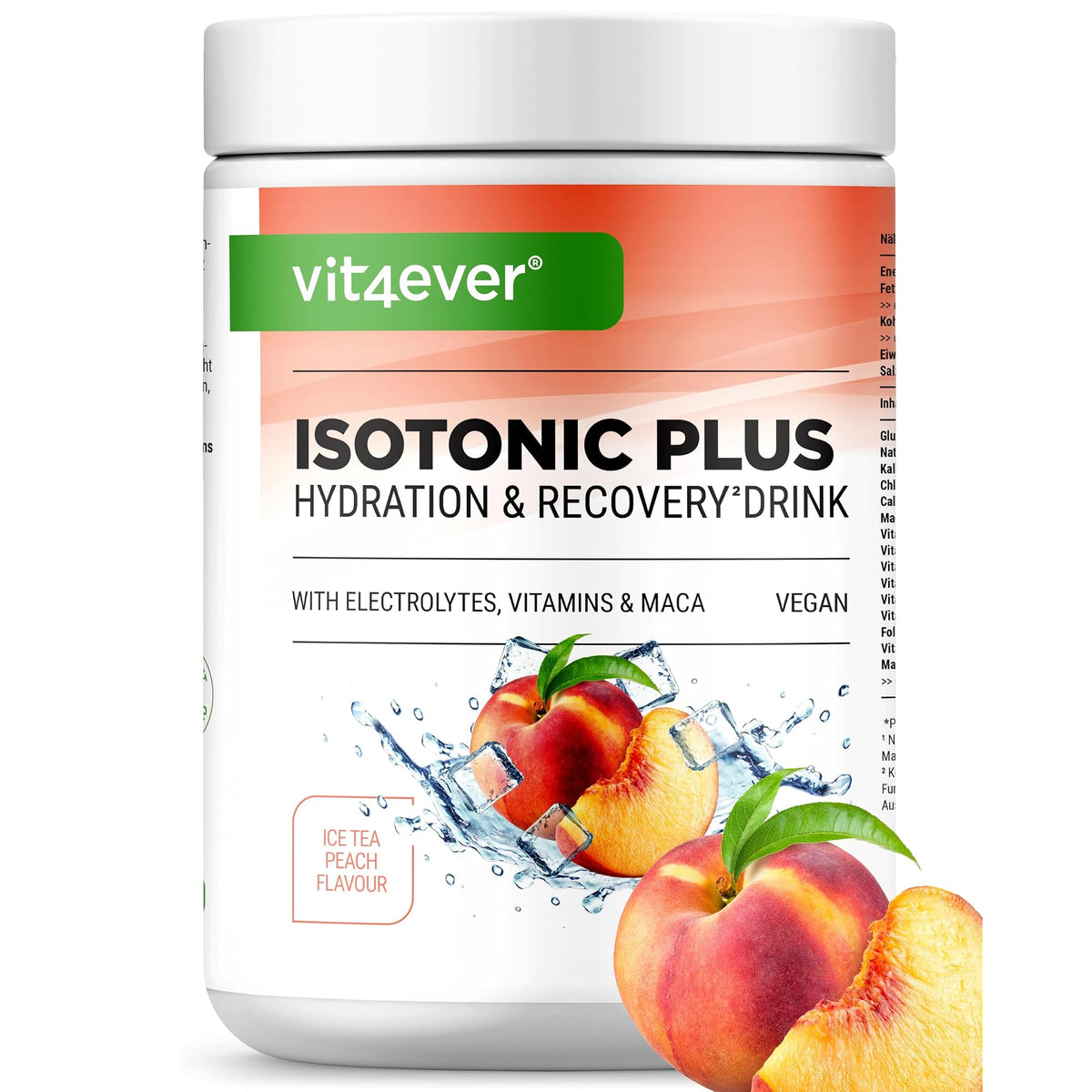 Vit4ever Isotonic Plus Elektrolyte + B-Vitamine Eistee Pfirsich 1050 g – Produktverpackung Vorderseite