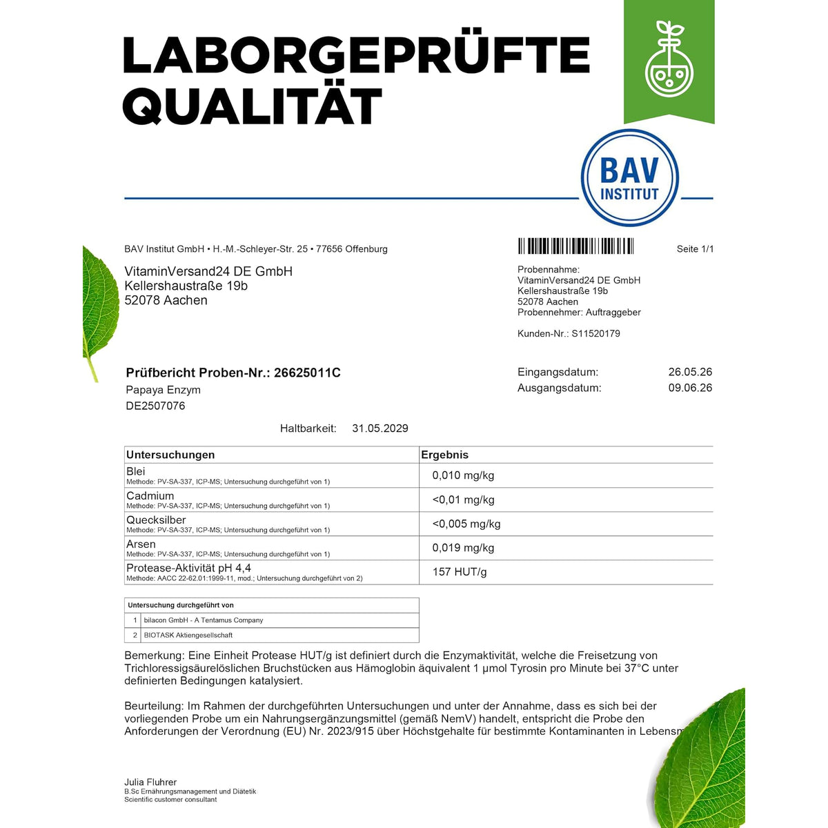 Vit4ever Papaya Enzym 180 Kapseln – laborgeprüfte Qualität