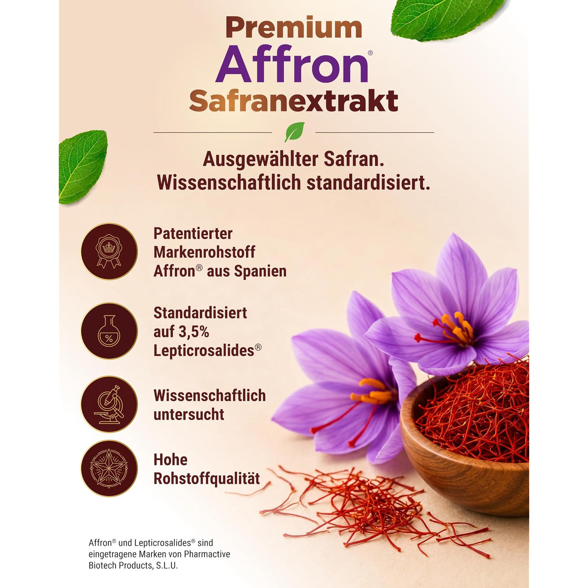 Vit4ever Safran-Extrakt Affron 30mg 120 Kapseln – Nährwerte und Zutaten auf der Verpackung