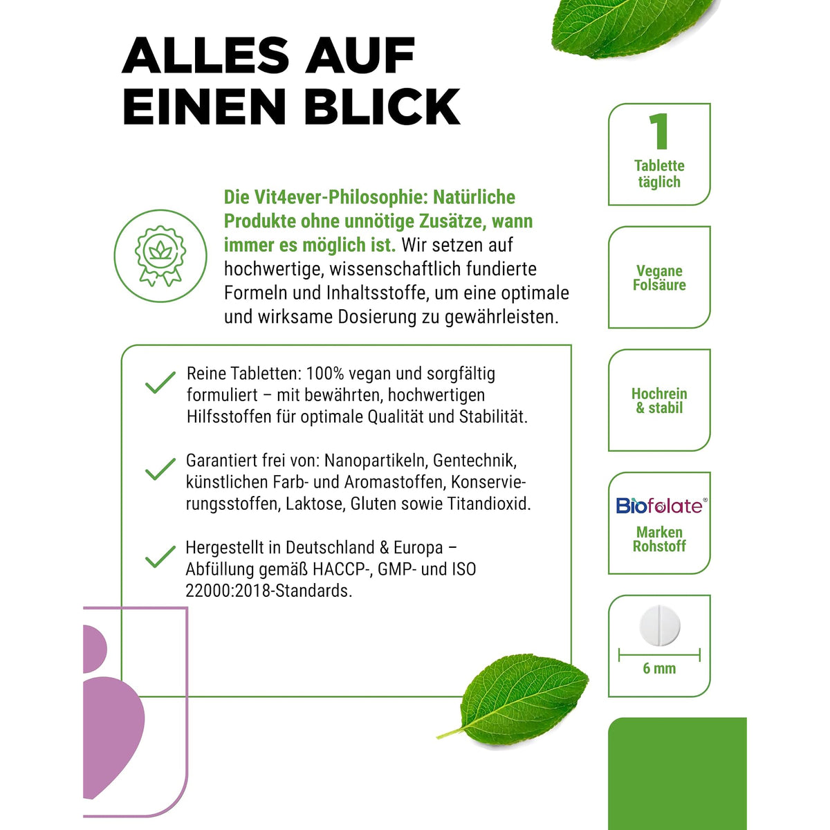 Vit4ever Folsäure 400 mcg 365 Tabletten – empfohlene Anwendung und Einnahme