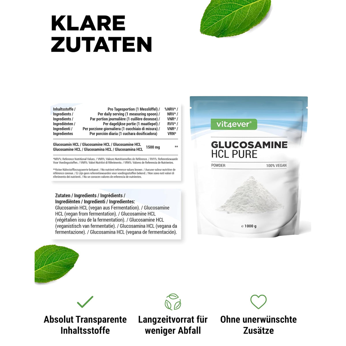 Vit4ever Glucosamin HCL Pulver 1500 mg 1 kg – empfohlene Anwendung und Einnahme