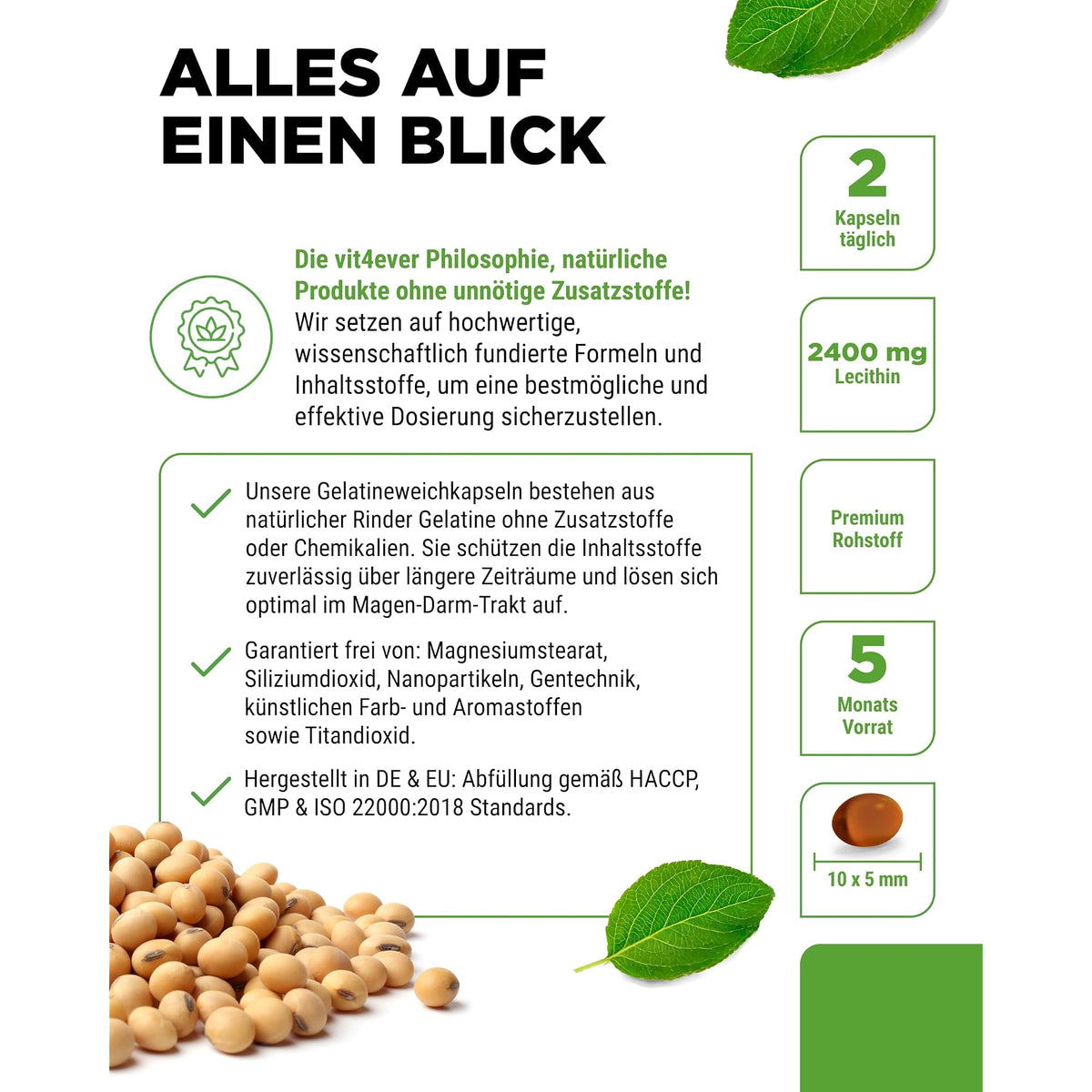 Vit4ever Lecithin 1200 mg 300 Softgels – Produkt aus der Nähe