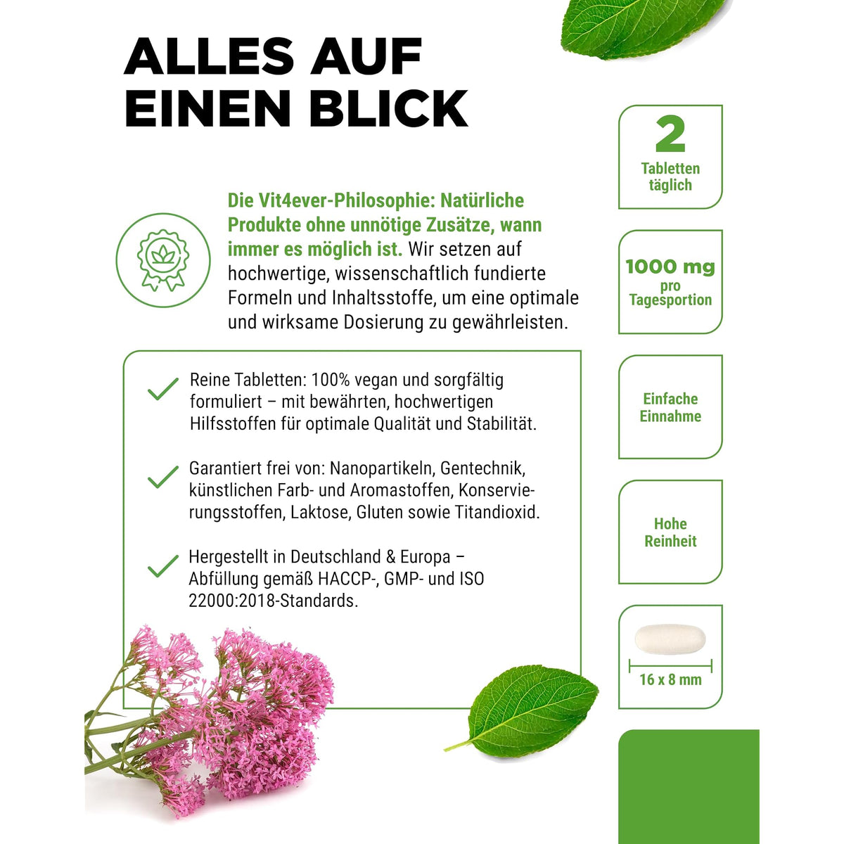 Vit4ever Baldrian 500mg 500 Tabletten – Produkt aus der Nähe