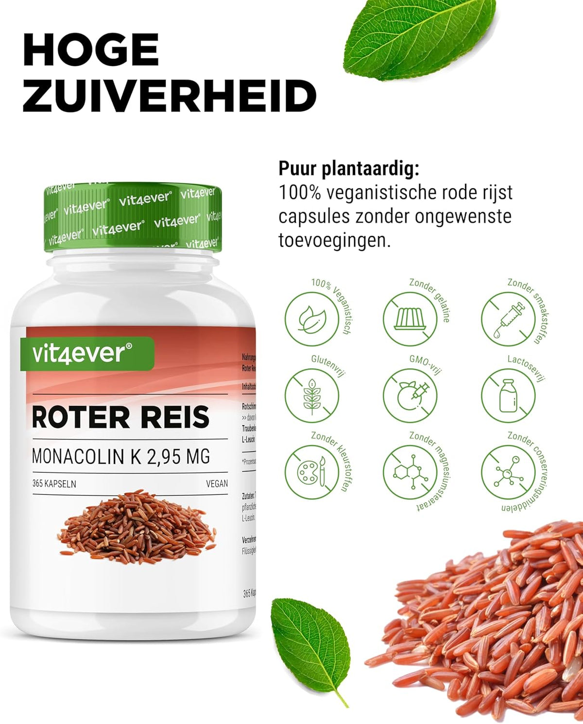 Rotschimmelreis-Extrakt | 2,95 mg Monacolin K | 365 Kapseln | Vit4ever