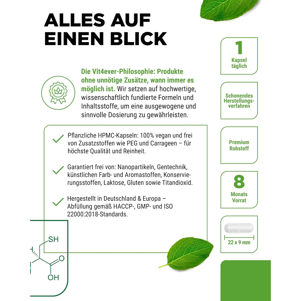 Vit4ever NAC N-Acetyl L-Cystein 600 mg 240 Kapseln – empfohlene Anwendung und Einnahme