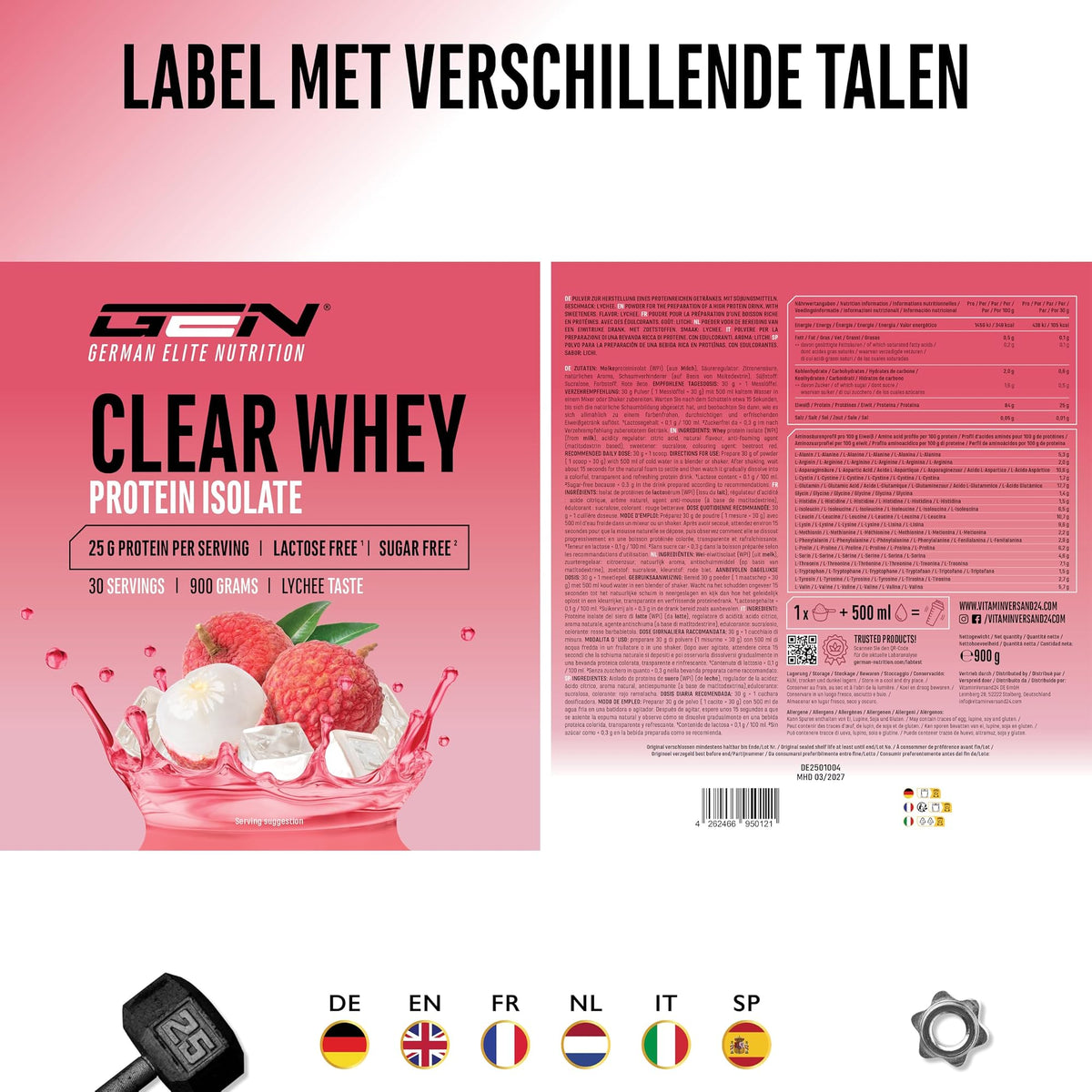 Clear Whey Protein Isolate Lychee | 900 g | German Elite Nutrition