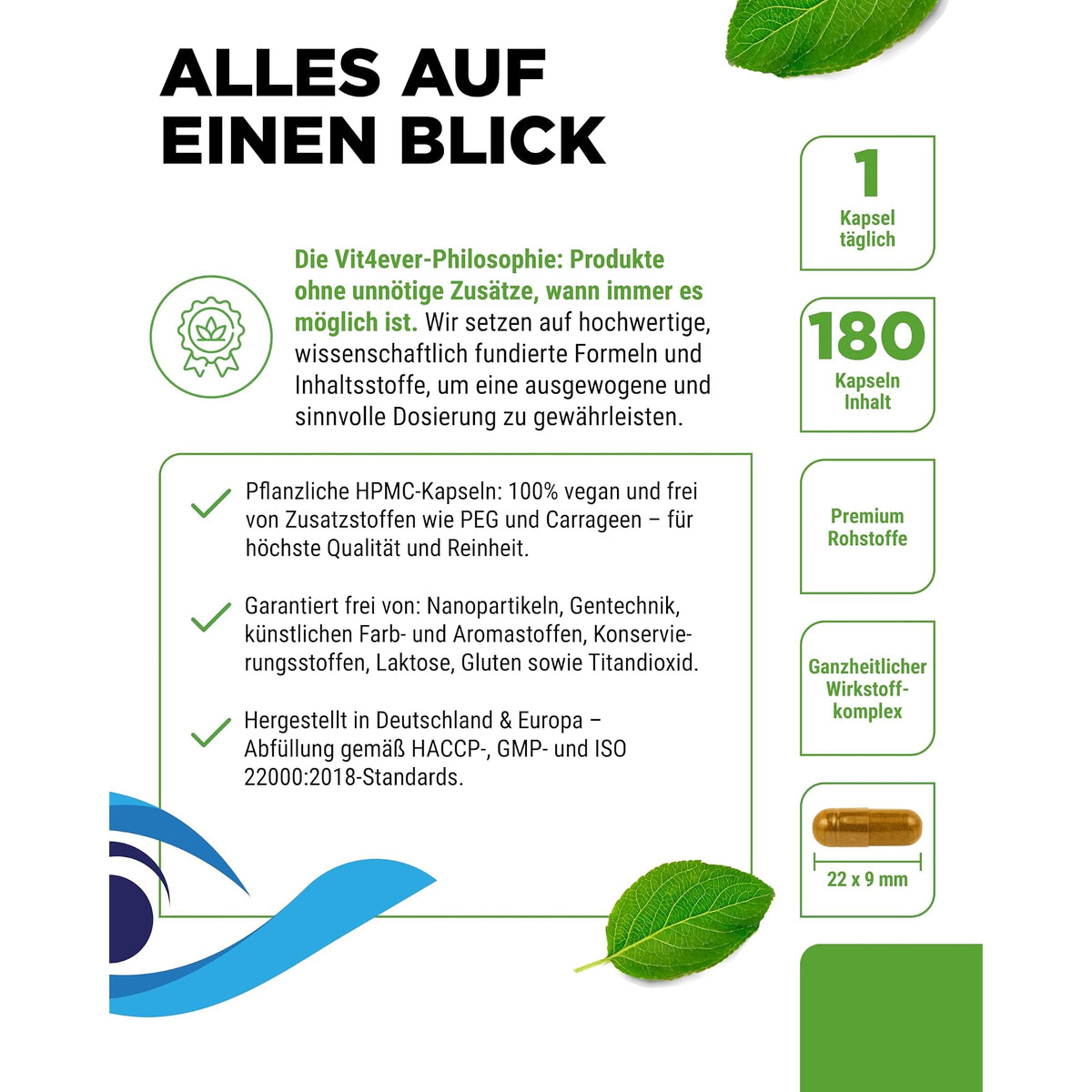 Vit4ever Augen Complex mit Lutein, Vitamin A & B2 180 Kapseln – empfohlene Anwendung und Einnahme