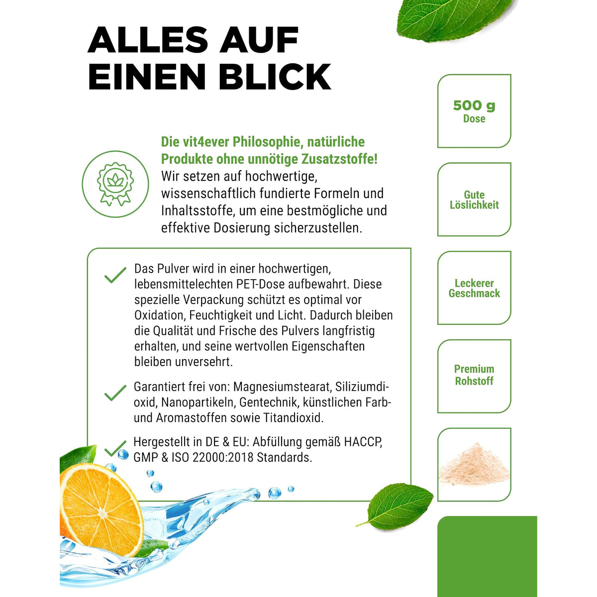 Vit4ever Collagen Plus Orange 500 g – Produkt aus der Nähe