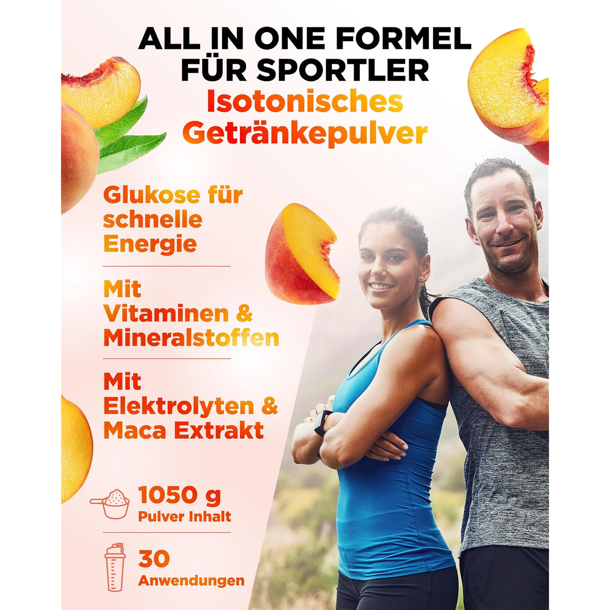 Vit4ever Isotonic Plus Elektrolyte + B-Vitamine Eistee Pfirsich 1050 g – Etikett mit Inhaltsstoffen und Dosierung