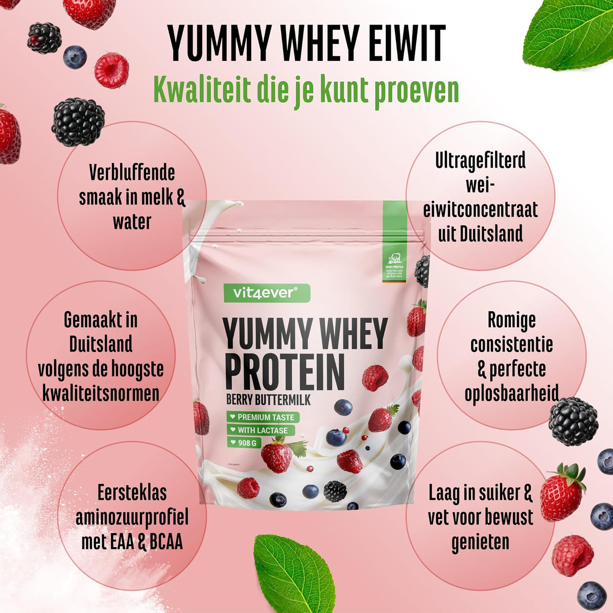 Yummy Whey Protein Berry Buttermilk | 908 g | Vit4ever
