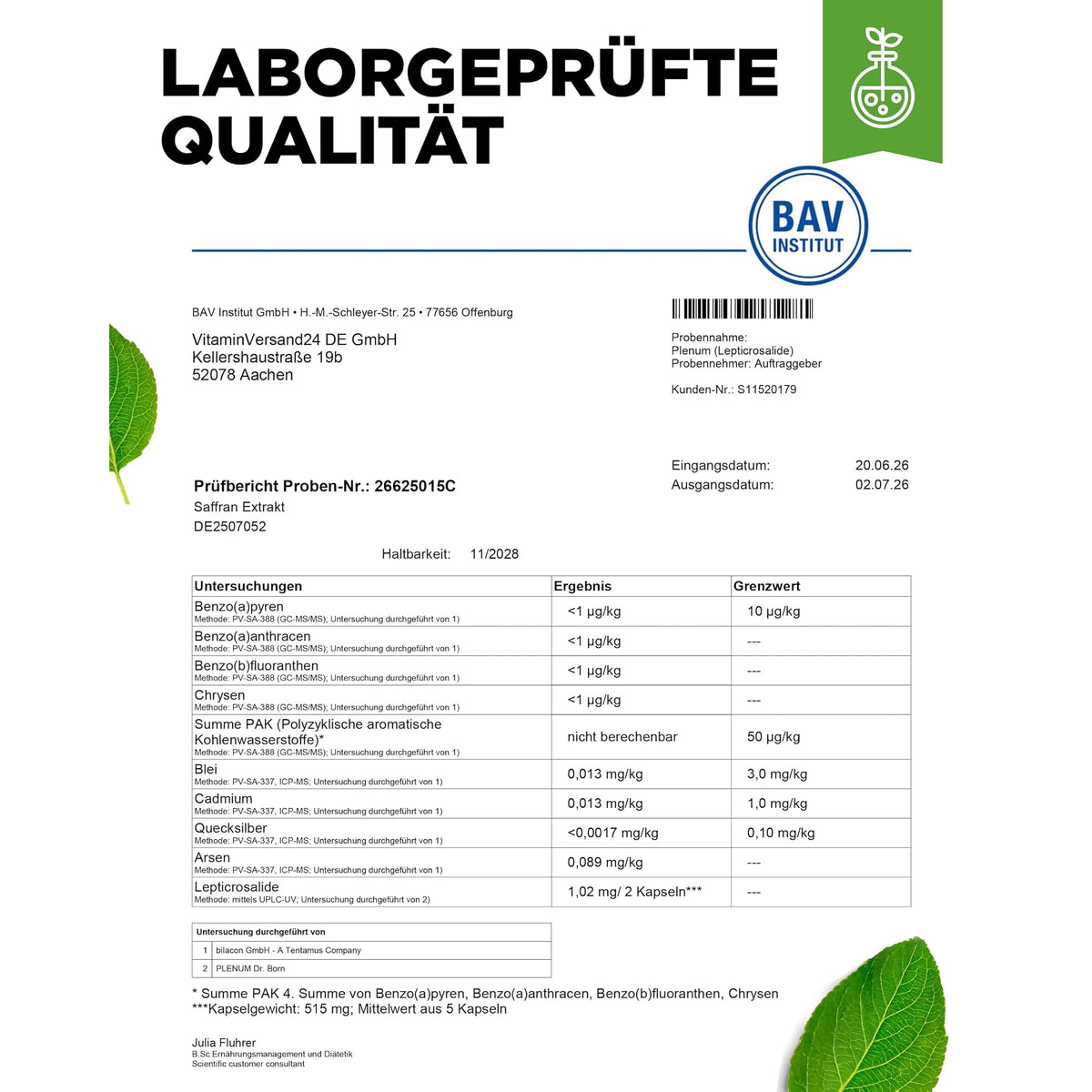 Vit4ever Safran-Extrakt Affron 30mg 120 Kapseln – laborgeprüfte Qualität
