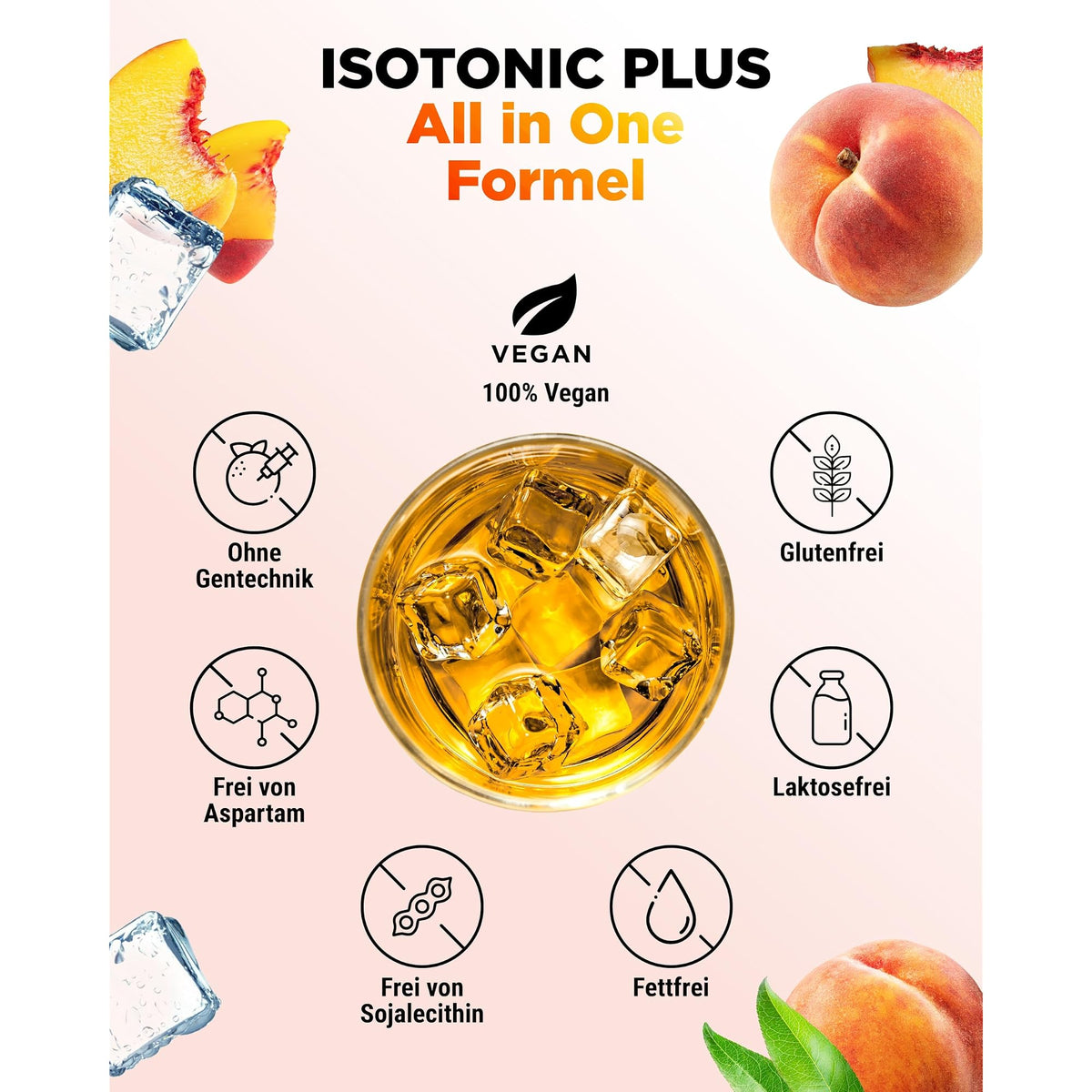 Vit4ever Isotonic Plus Elektrolyte + B-Vitamine Eistee Pfirsich 1050 g – Nährwerte und Zutaten auf der Verpackung