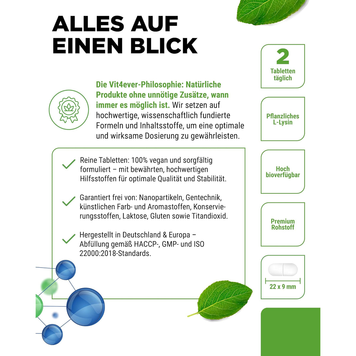 Vit4ever L-Lysin 1000mg Tabletten 160 & 365 Tabletten – Produkt aus der Nähe