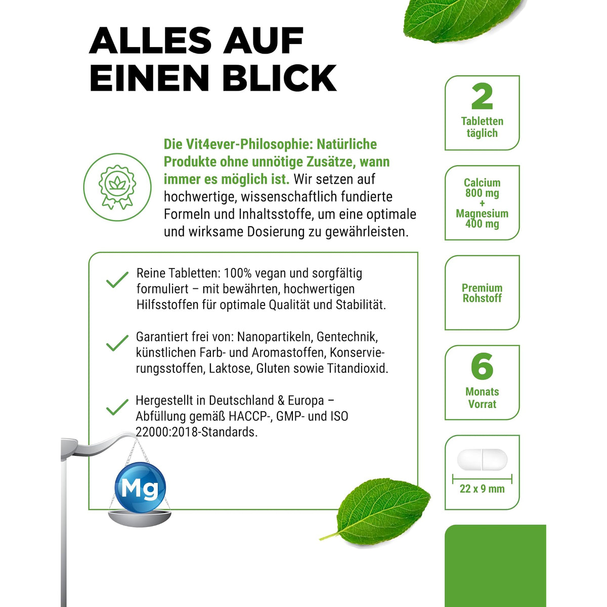 Vit4ever Calcium + Magnesium 2:1 180 & 365 Tabletten – Produkt aus der Nähe
